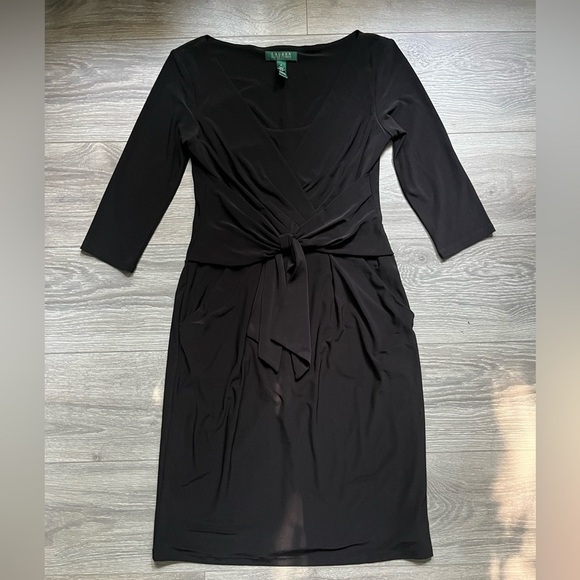 Lauren Ralph Lauren Dresses & Skirts - Lauren Ralph Lauren Black Long Sleeve Twist Front Knee Length Dress Size 4 Work